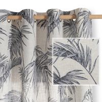 Zasłona gotowa 135x250 len wzór palmy przelotki boho RESTILO do salonu