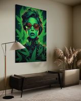 2 x Obraz 90x60 marihuana zioło konopie kobieta art