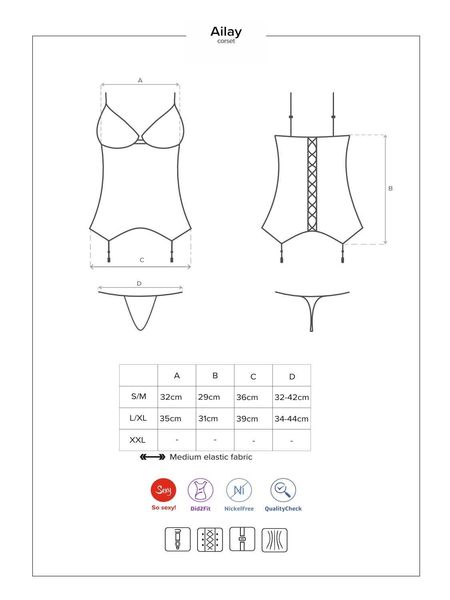 Ailay gorset i stringi czarny - cudeńko Obsessive S/M zdjęcie 5