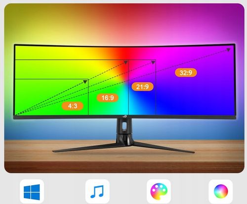 Taśma LED RGBIC PC Ambilight Synchronizacja ekranu na Arena.pl