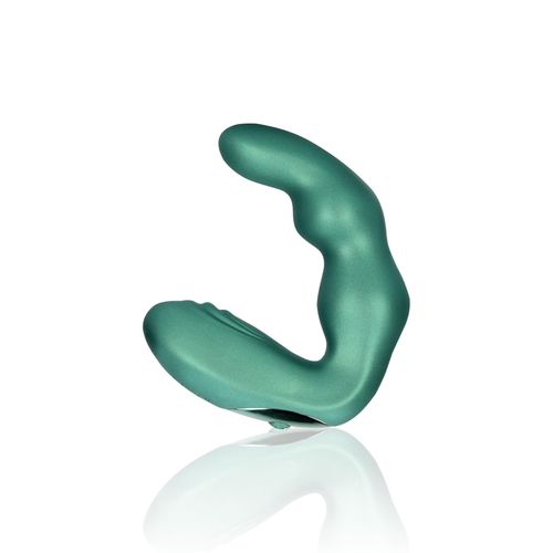 Bent Vibrating Prostate Massager with Remote Control - Metallic Green na Arena.pl