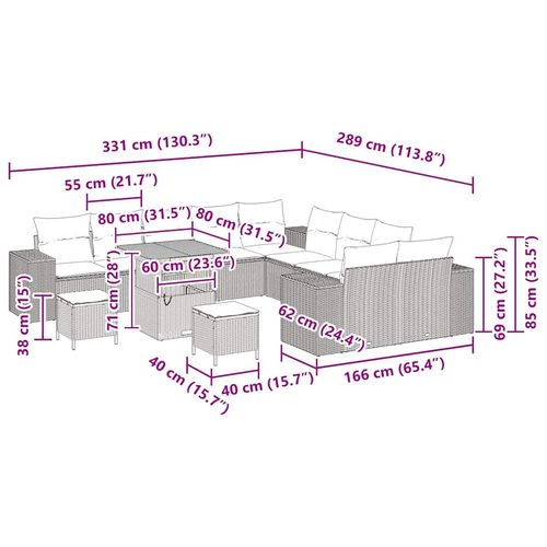 Zestaw Sof na Ogród 13 pcs Czarny polirattan na Arena.pl