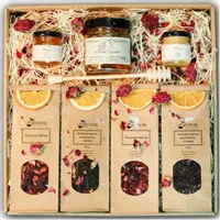 ZESTAW PREZENTOWY KOSZ PREZENT HERBATA MIODY CYRTYNA