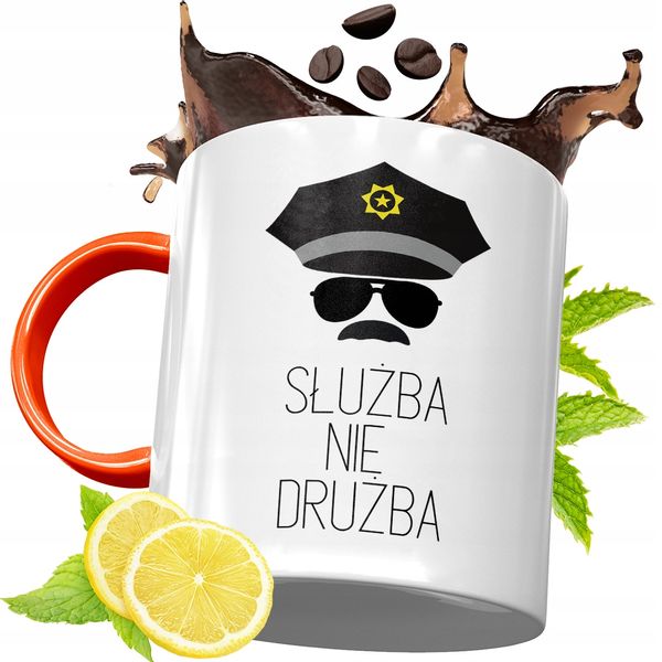 Kubek Pomarańczowy Dla Policjanta Idealny Prezent Z Nadrukiem Ze Zdjęciem zdjęcie 1