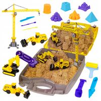 PIASKOWNICA DOMOWA DLA DZIECI PIASEK KINETYCZNY KOPARKA ŻURAW ŁOPATKA FORMY