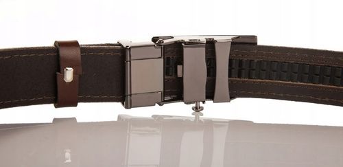 Pasek skórzany męski Betlewski brązowy klamra automat prezent + certyfikat na Arena.pl