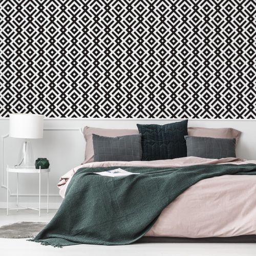 Tapeta Do Salonu Czarno-Biały GEOMETRYCZNY Wzór 3D na Arena.pl