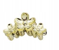 Piękna spinka klamra akrylowa trzy kwiatki złoty 11cm