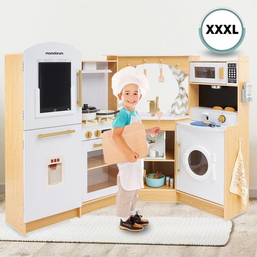 DUŻA DREWNIANA KUCHNIA INTERAKTYWNA XXXXL Z OŚWIETLENIEM LED - 50 ELEMENTÓW na Arena.pl