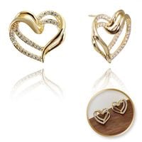 kolczyki serca ze stali szlachetnej platerowane 14k złotem, cyrkoni