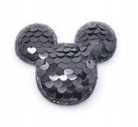 Naszywka Aplikacja Myszka Mickey z Cekinami czarna