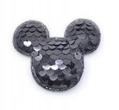 Naszywka Aplikacja Myszka Mickey z Cekinami czarna