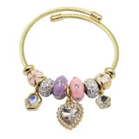 Bransoletka charms modułowa sztywna regulowana kolor złoty Serce 29