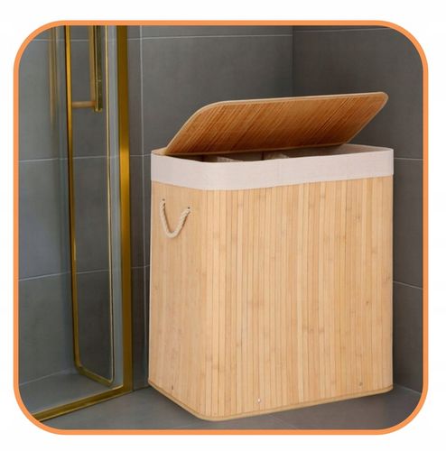 KOSZ BAMBUSOWY NA PRANIE BIELIZNĘ Z POKRYWĄ POJEMNIK DUŻY 150L BAMBUS na Arena.pl