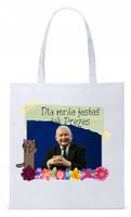 Śmieszny Pis Kaczyński Torba Eco Biała Shopper Z Nadrukiem Ze Zdjęciem
