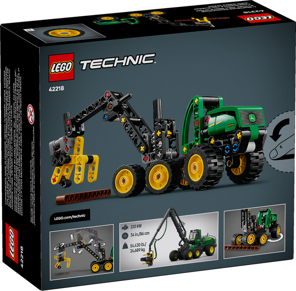 LEGO Technic 42218 Harwester John Deere 1470H Maszyna Leśna Chwytak 117 el. zdjęcie 4