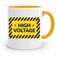 Kubek Żółty Prezent Dla Elektryka High Voltage Z Nadrukiem Ze Zdjęciem