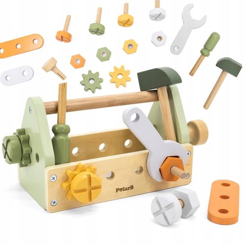 ZESTAW SKRZYNKA MAJSTERKOWICZA DREWNIANE NARZĘDZIA DLA DZIECI VIGA PolarB na Arena.pl