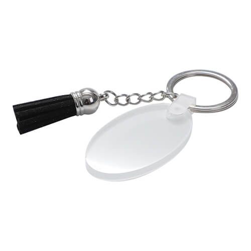 Akrylowy brelok do sublimacji - owal z czarnymi frędzlami na Arena.pl