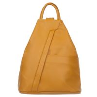 VERA PELLE plecak skórzany licowy elegancki trójkątny V520 musztardowy