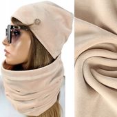 CIEPŁY KOMPLET damski CZAPKA + KOMIN szal ZIMOWY futerko welurowy - KOLORY