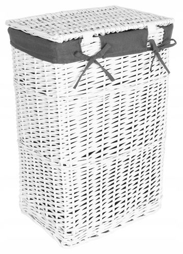 KOSZ WIKLINOWY NA PRANIE BIELIZNĘ ODZIEŻ ZABAWKI POJEMNIK BIAŁY KUFER 72L na Arena.pl
