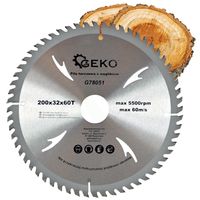PIŁA TARCZA WIDIOWA DO CIĘCIA DREWNA 200x32 60 ZĘBÓW GEKO G78051