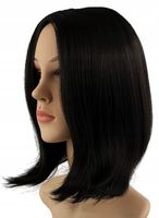 Peruka czarna proste półdługie włosy 40cm bob COSPLAY + siatka pod
