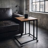 Stolik Kawowy Loft Prostokątny Ława Do Salonu BOCZNY NA KÓŁKACH Mobilny