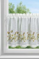 Firana gotowa zazdrostka FLORA 150x60 biała żółta żonkile motyle