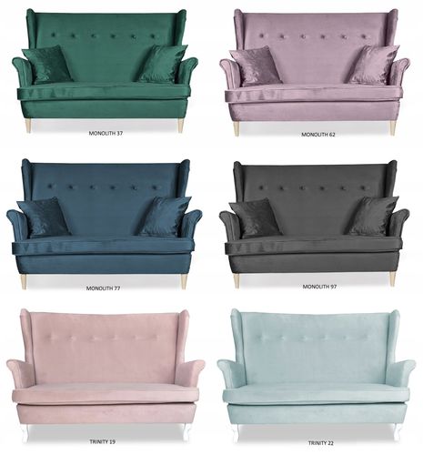 Zestaw wypoczynkowy mebli uszak Ari sofa fotele pufy Family Meble komplet na Arena.pl