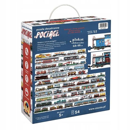 CzuCzu Puzzle POCIĄGI Dwustronne Układanka Stwórz Własny Pociąg 5+ na Arena.pl