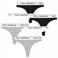 Figi stringi damskie bawełna 6pak napis szeroka guma S