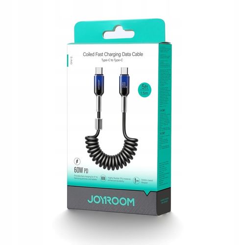 JOYROOM KABEL SPIRALNY ŁADOWANIE DANE PRZEWÓD CAR PLAY 60W USB-C 1,5m na Arena.pl