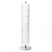 Stojak na papier toaletowy srebrny połysk wolnostojący łazienkowy 6 rolek