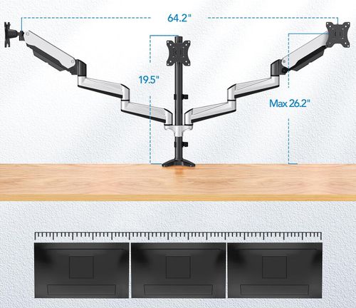 NIEKOMPLETNY Uchwyt na trzy monitory17-32'' srebrny ramię HUANUO HNTS3S na Arena.pl
