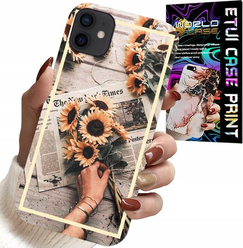 ETUI DO IPHONE 12 MINI - KWIATISTY WZÓR SŁONECZNIK SŁONECZNIKI na Arena.pl