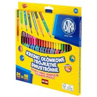 KREDKI OŁÓWKOWE TRÓJKĄTNE DWUSTRONNE 24 SZTUKI - 48 KOLORÓW ASTRA