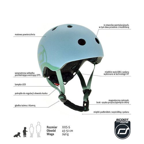 Kask dla dzieci Scootandride XXS-S dla dzieci 1-5 lat Steel 45-51 cm na Arena.pl