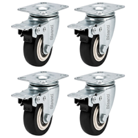 4X KÓŁKA OBROTOWE DO WÓZKÓW MAGAZYNOWYCH Z HAMULCEM  SKRĘTNE 38MM PVC