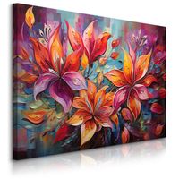 Obraz Na Płótnie Do Jadalni Kolorowe Kwiaty Natura Abstrakcja 70cm x 50cm