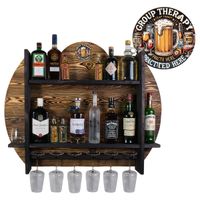 Drewniany barek na ścianę półka barowa ścienna na alkohol i kieliszki – barek wiszący loft vintage BURNED Group Therapy
