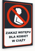 Tabliczka znak informacyjny 20x15 Antracyt ZAKAZ WSTĘPU KOBIETOM W CIĄŻY