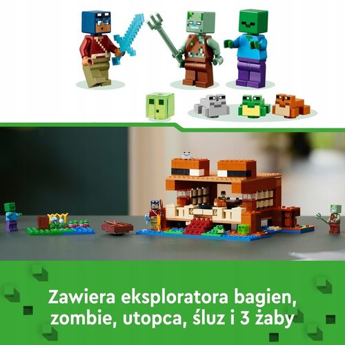 LEGO Minecraft 21256 Dom w Kształcie Żaby Utopiec Bagienny Odkrywca Zombie na Arena.pl