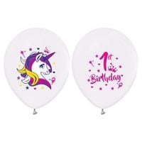 balony pierwsze urodziny jednorożec 12" 5szt party