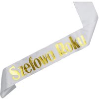 Szefowa roku - biała szarfa ze złotym nadrukiem