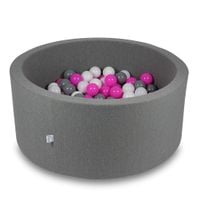 Suchy basen 90x40cm szary z piłeczkami 300szt (białe, szare, różowe)