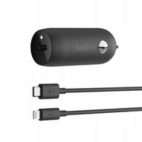 Ładowarka samochodowa Belkin USB-C 3.6A + kabel Lightning - USB-C 1m Czarny