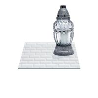 SZKLANA PODSTAWKA POD ZNICZE Z DEDYKACJĄ 25x25cm Mur biel 243e