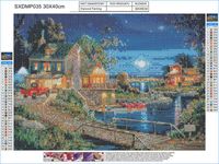 KOLOROWY HAFT DIAMENTOWY OBRAZ  GOSPODARSTWO NOCĄ